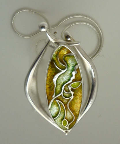 Sterling silver and enamel pin/ pendant